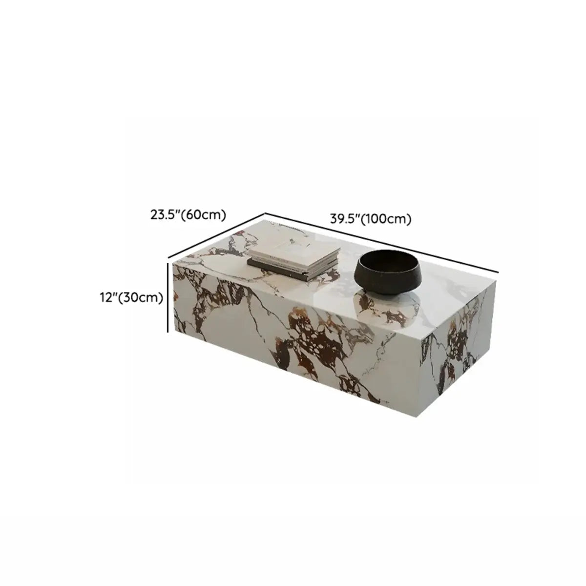 Rectangular Textured Stone Block Bunching Coffee Table