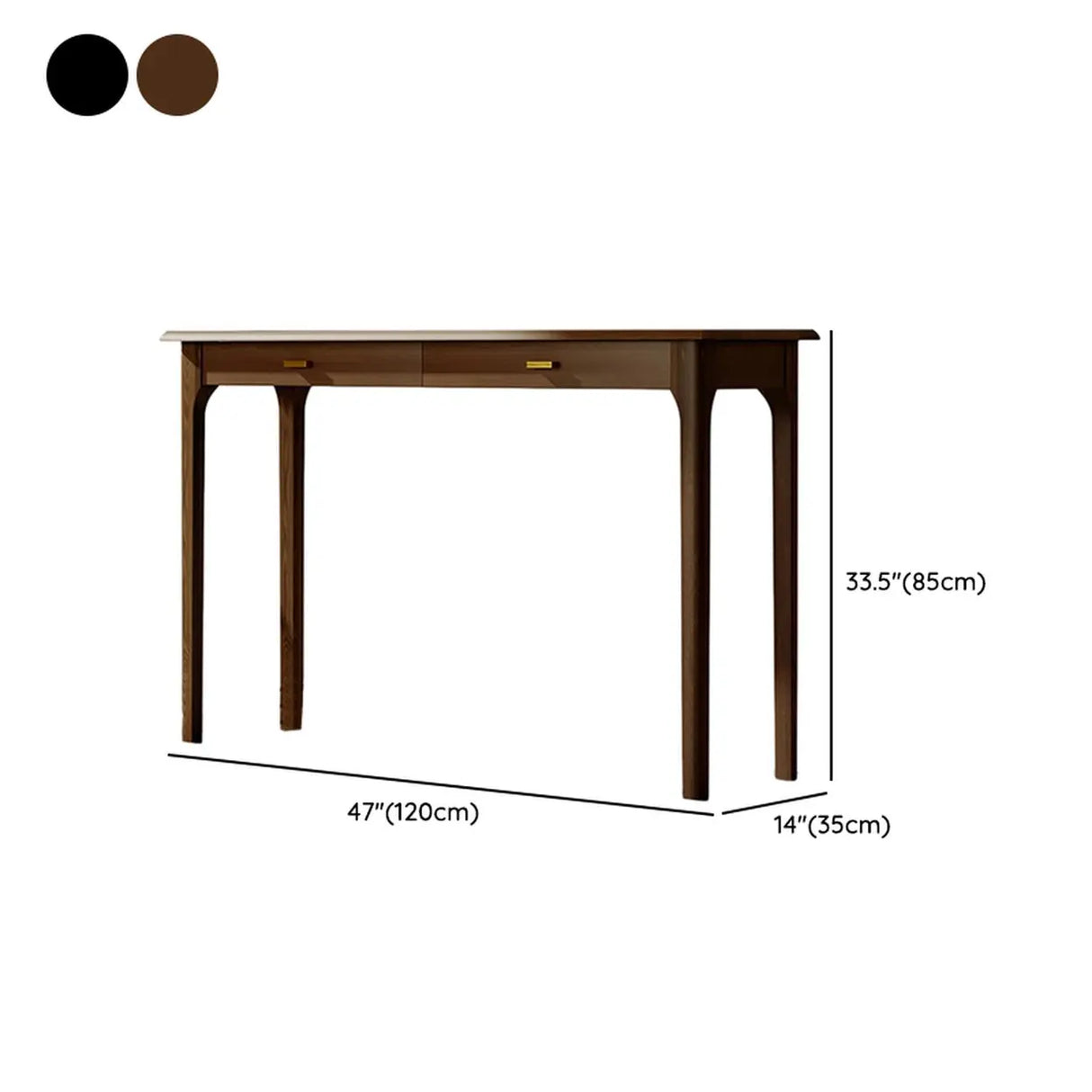 Rectangular Walnut Storage Console Table with Drawers Image - 15