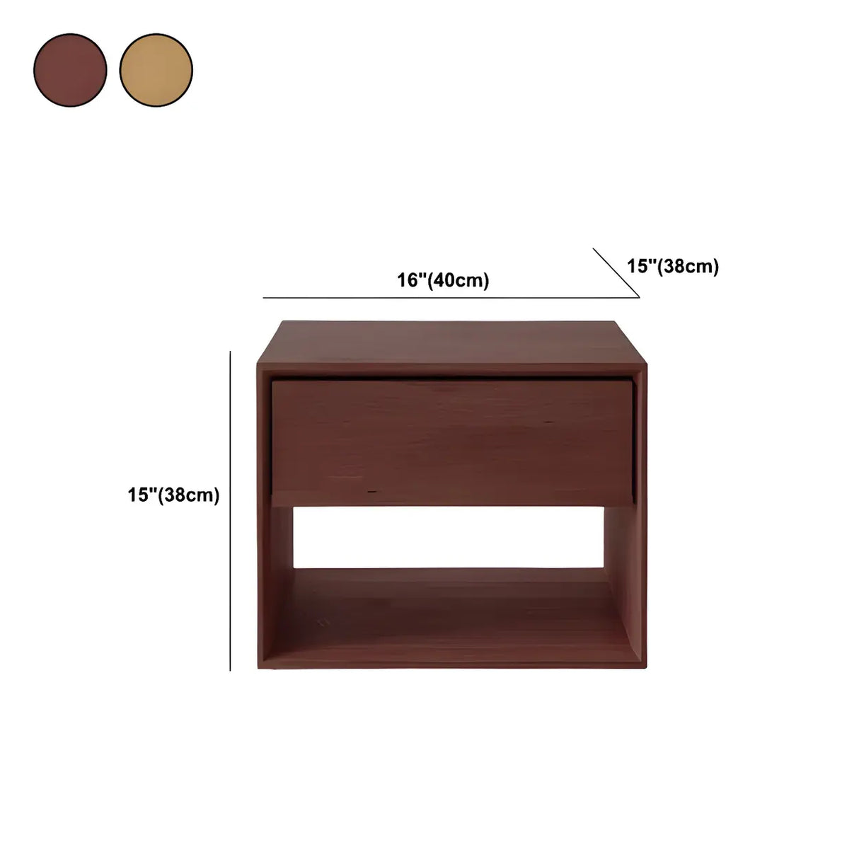 Rectangular Walnut Wood Open Storage Nightstand Image - 19