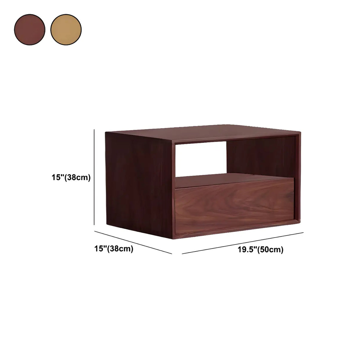 Rectangular Walnut Wood Open Storage Nightstand Image - 20