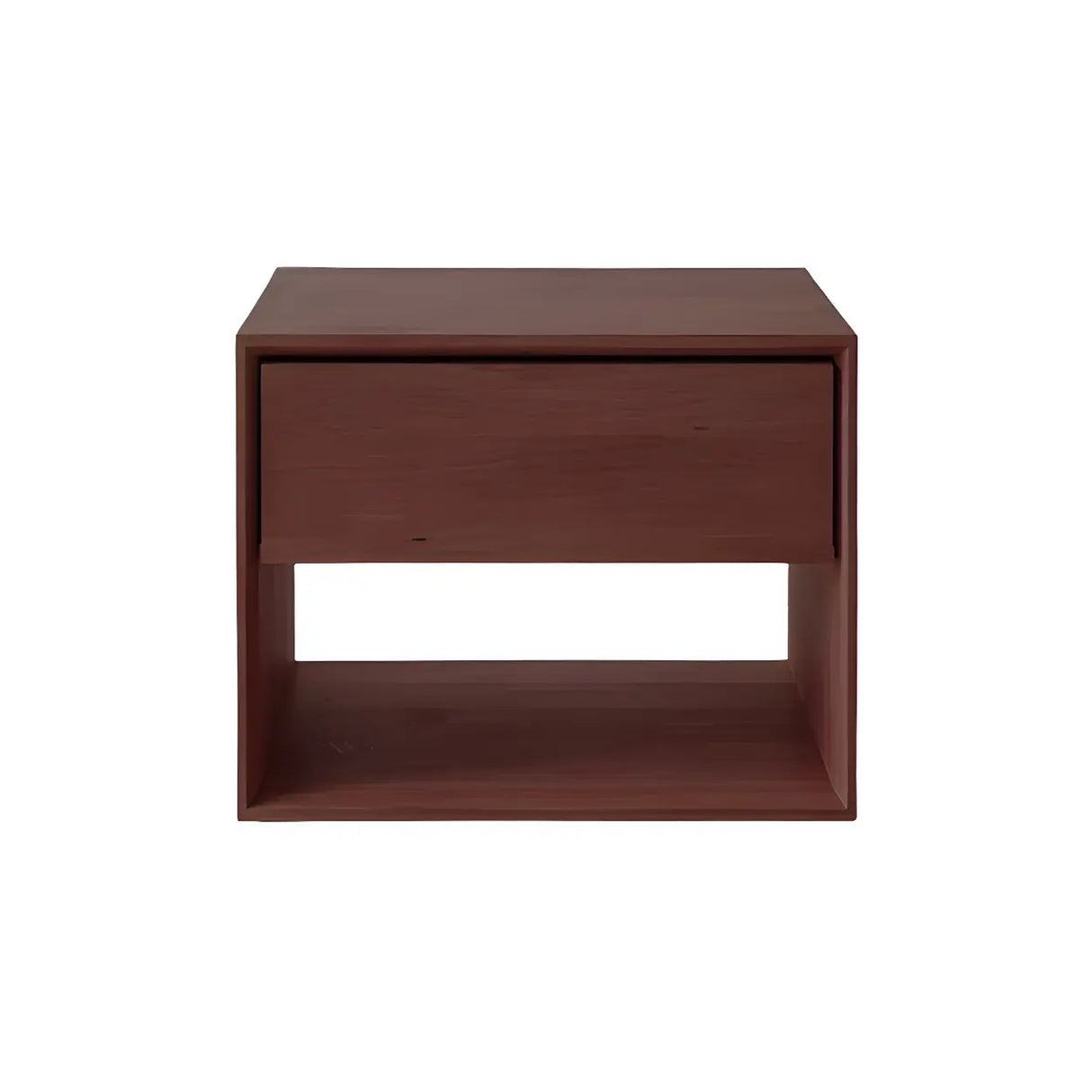 Rectangular Walnut Wood Open Storage Nightstand Image - 9