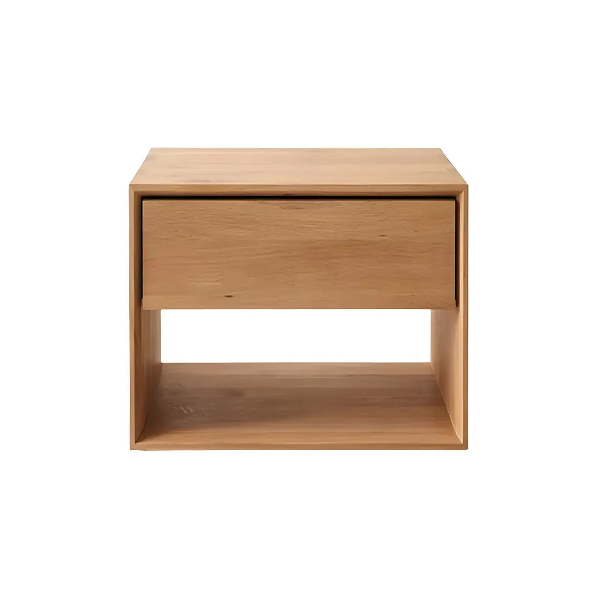 Rectangular Walnut Wood Open Storage Nightstand Image - 3