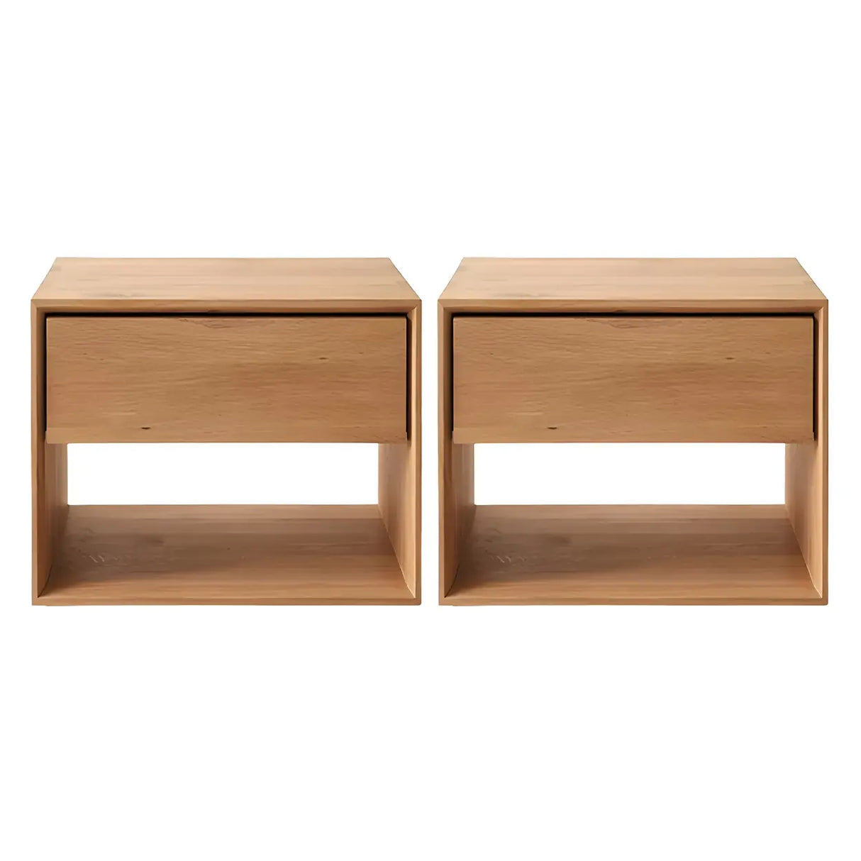 Rectangular Walnut Wood Open Storage Nightstand Image - 12