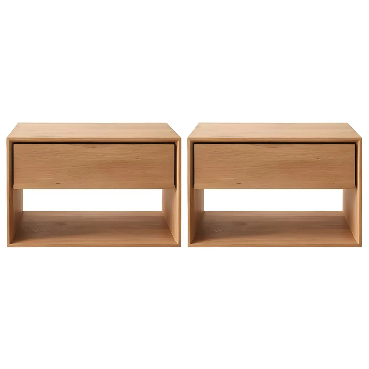 Rectangular Walnut Wood Open Storage Nightstand Image - 14