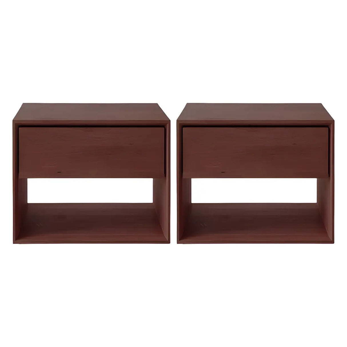 Rectangular Walnut Wood Open Storage Nightstand Image - 15