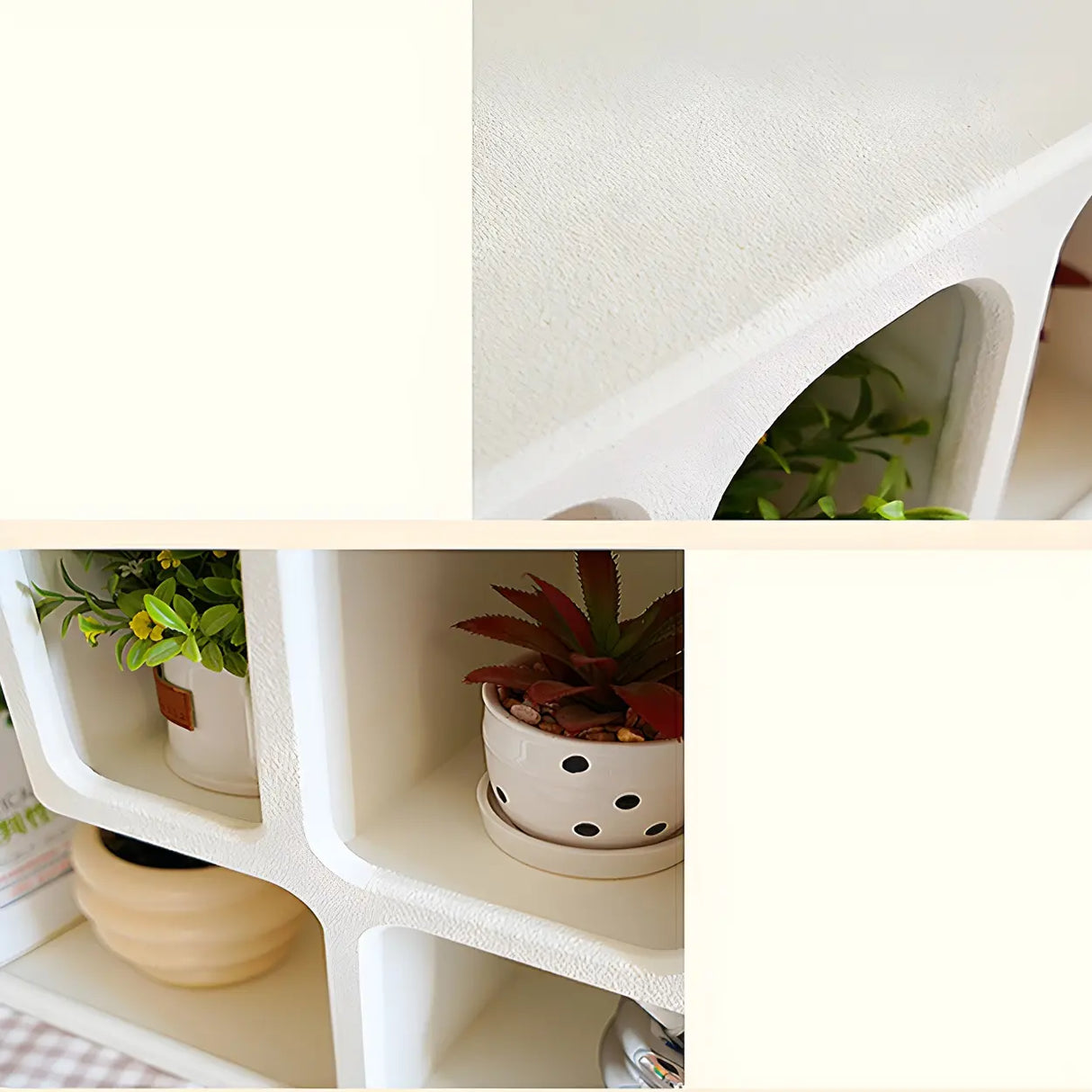 Rectangular White Wood Modern Open Shelf Nightstand Image - 10