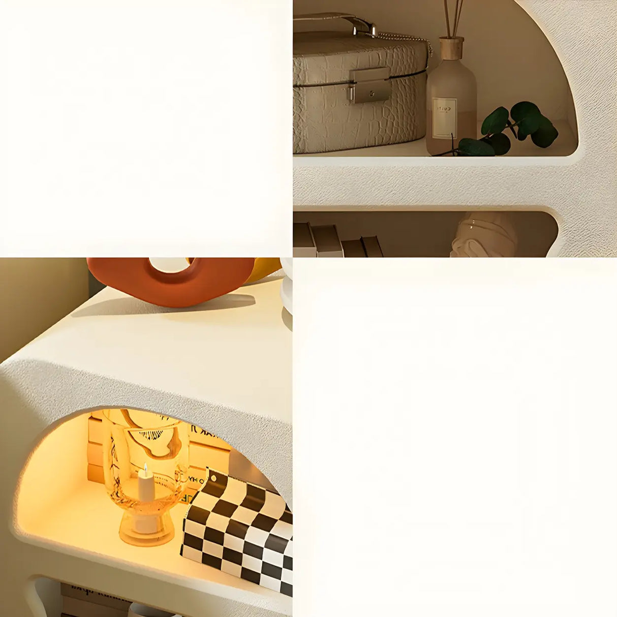 Rectangular White Wood Modern Open Shelf Nightstand Image - 12