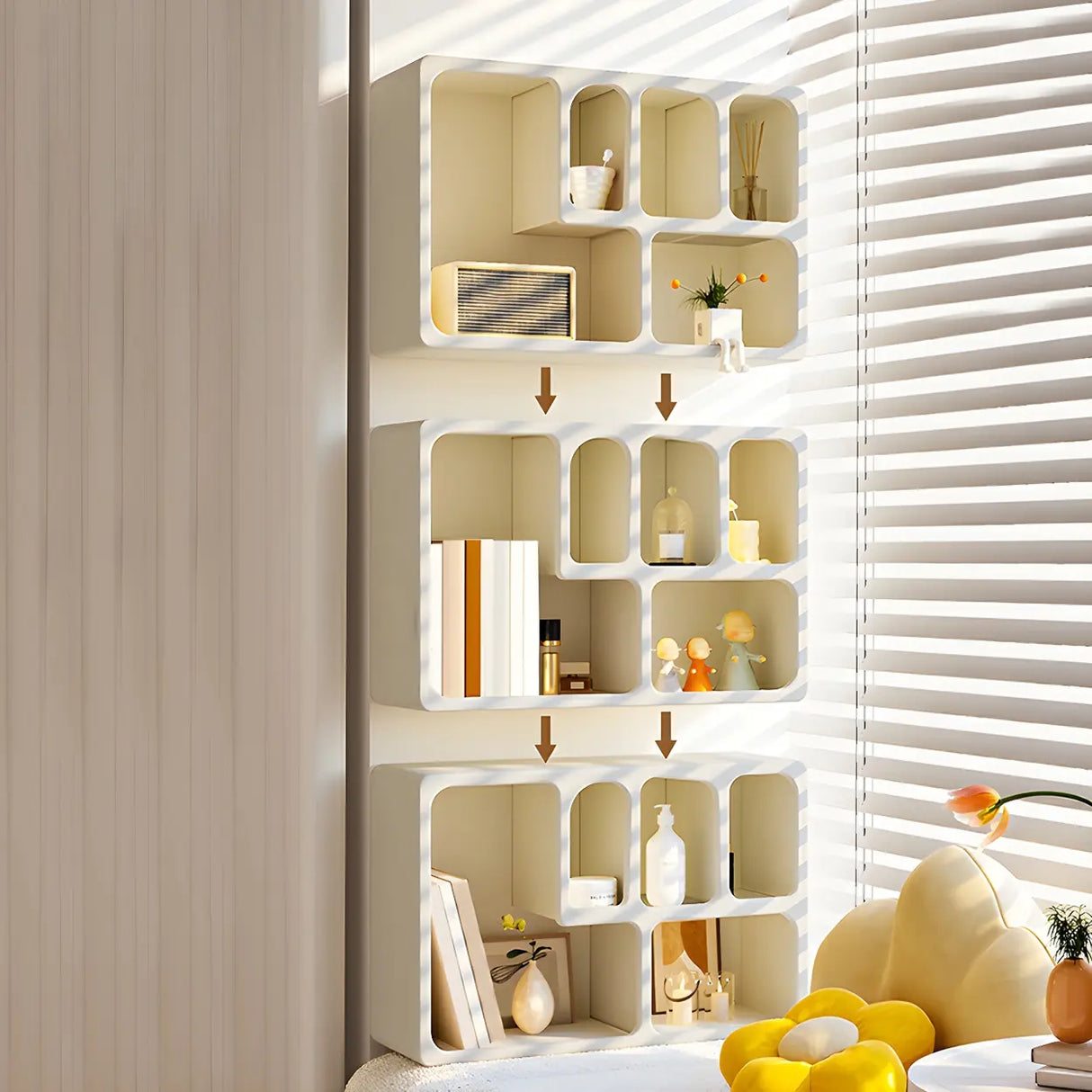 Rectangular White Wood Modern Open Shelf Nightstand Image - 4