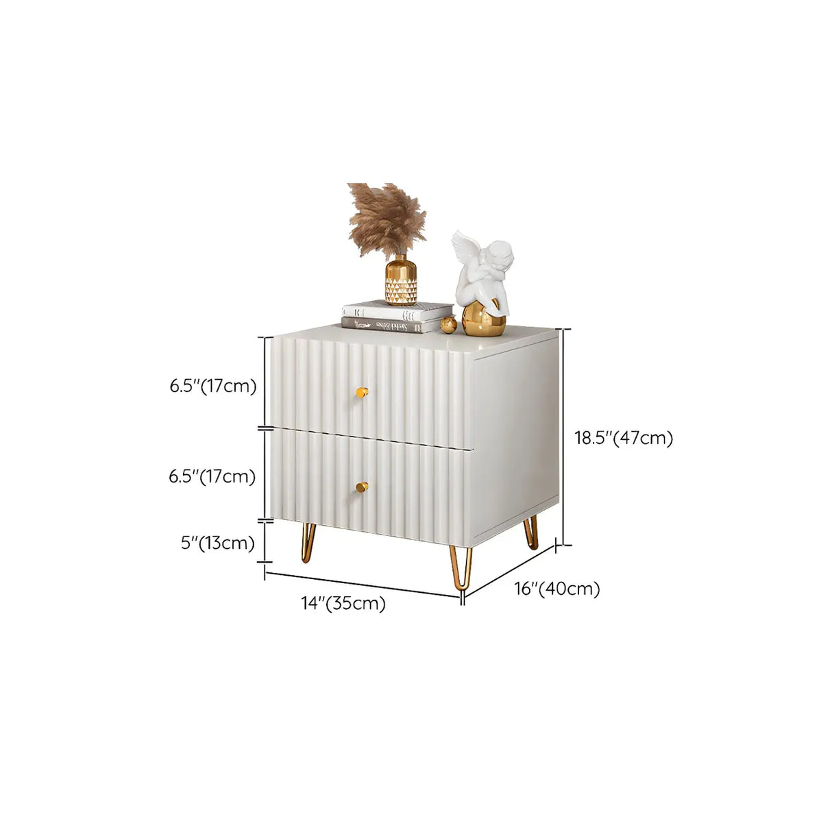 Rectangular White Wood Stylish Drawers Storage Nightstand Image - 27