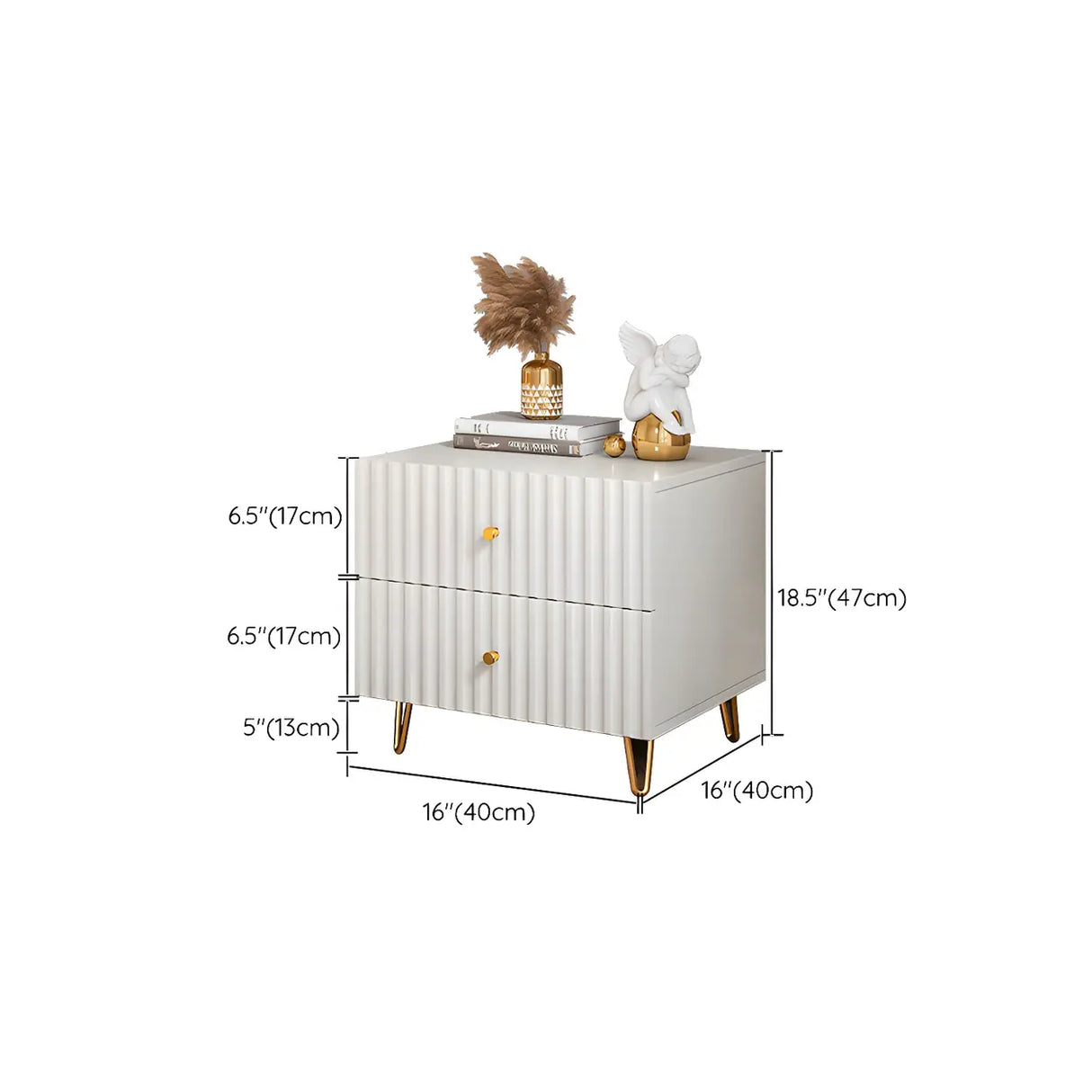 Rectangular White Wood Stylish Drawers Storage Nightstand Image - 28