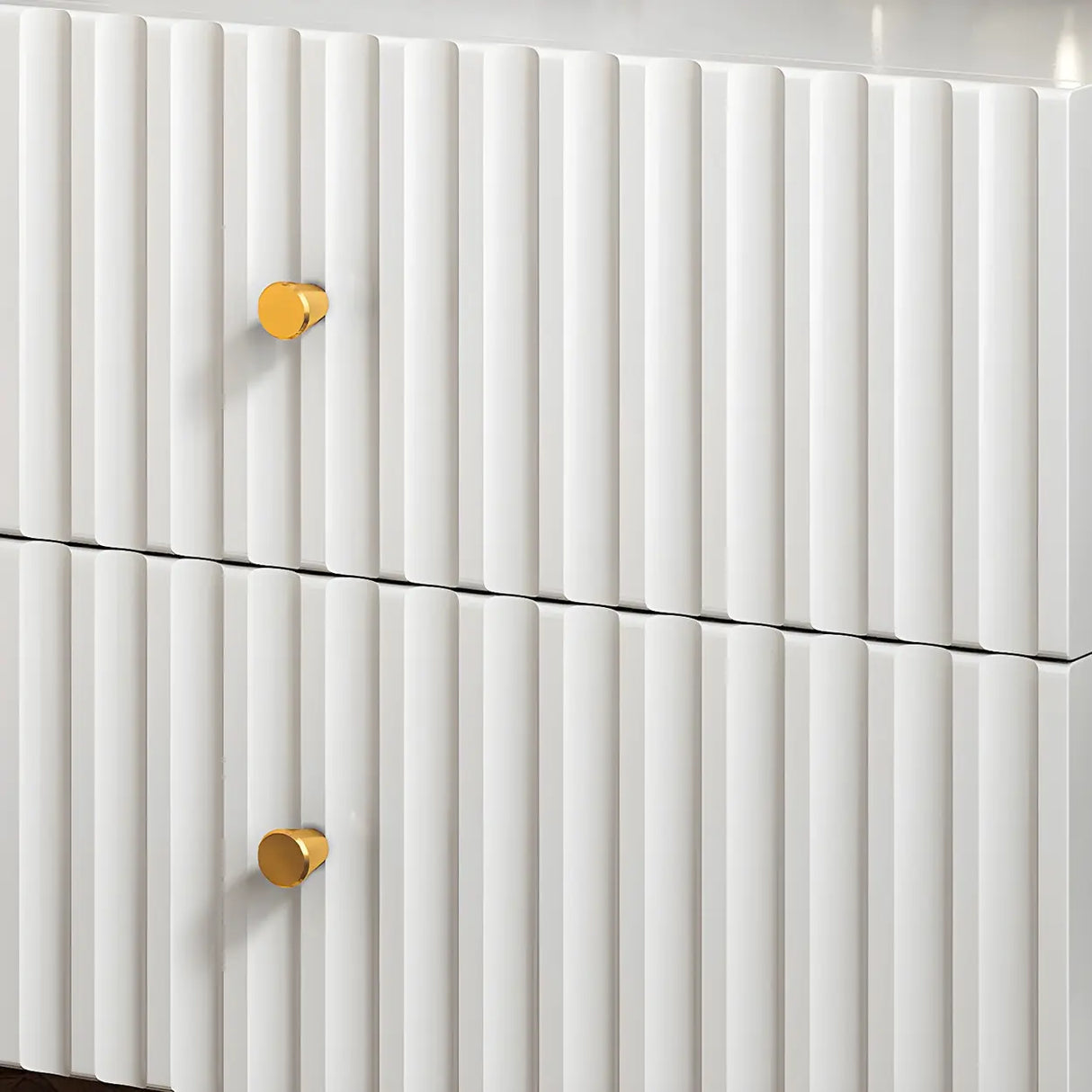 Rectangular White Wood Stylish Drawers Storage Nightstand Image - 7