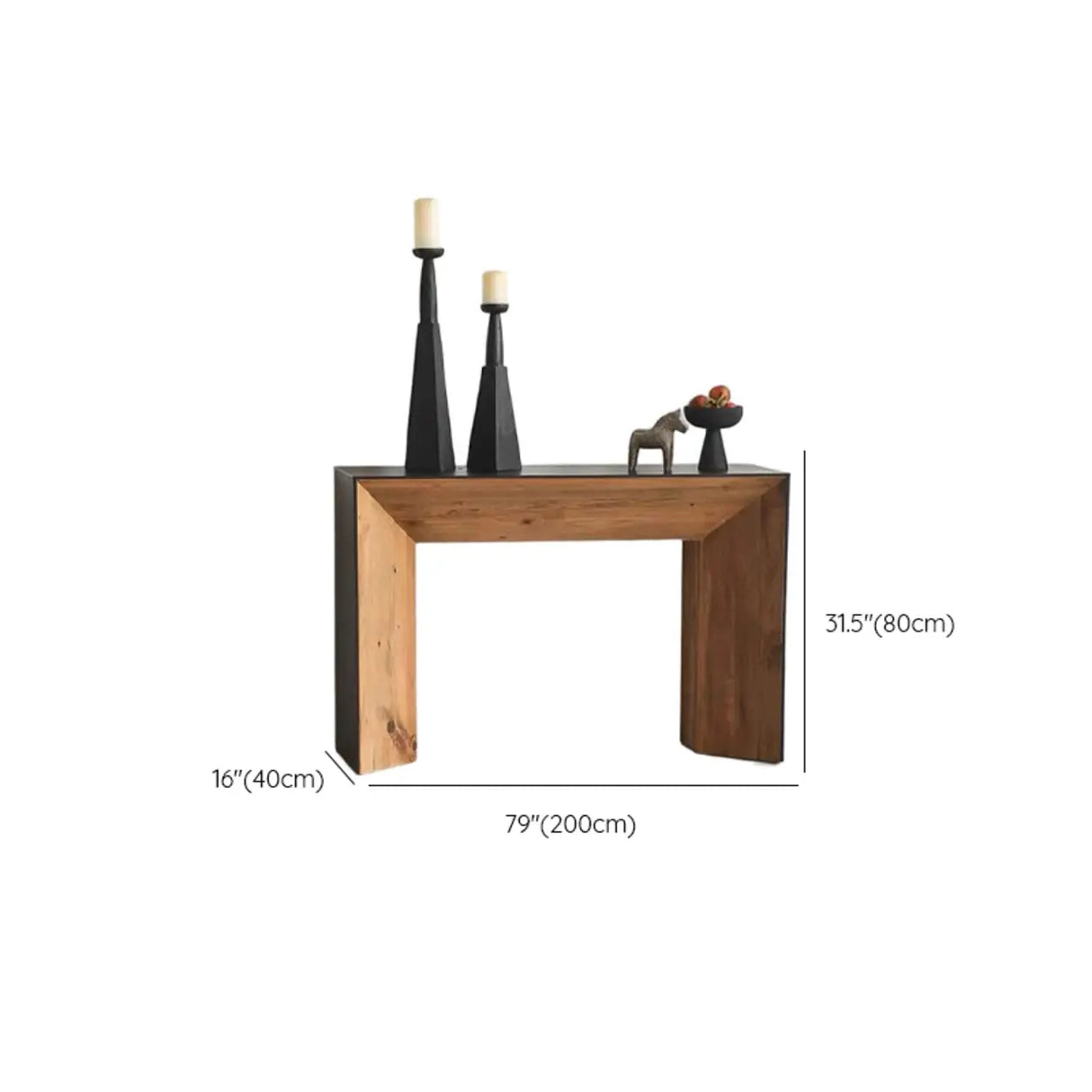 Rectangular Wood Black Double Pedestal Console Table Image - 11