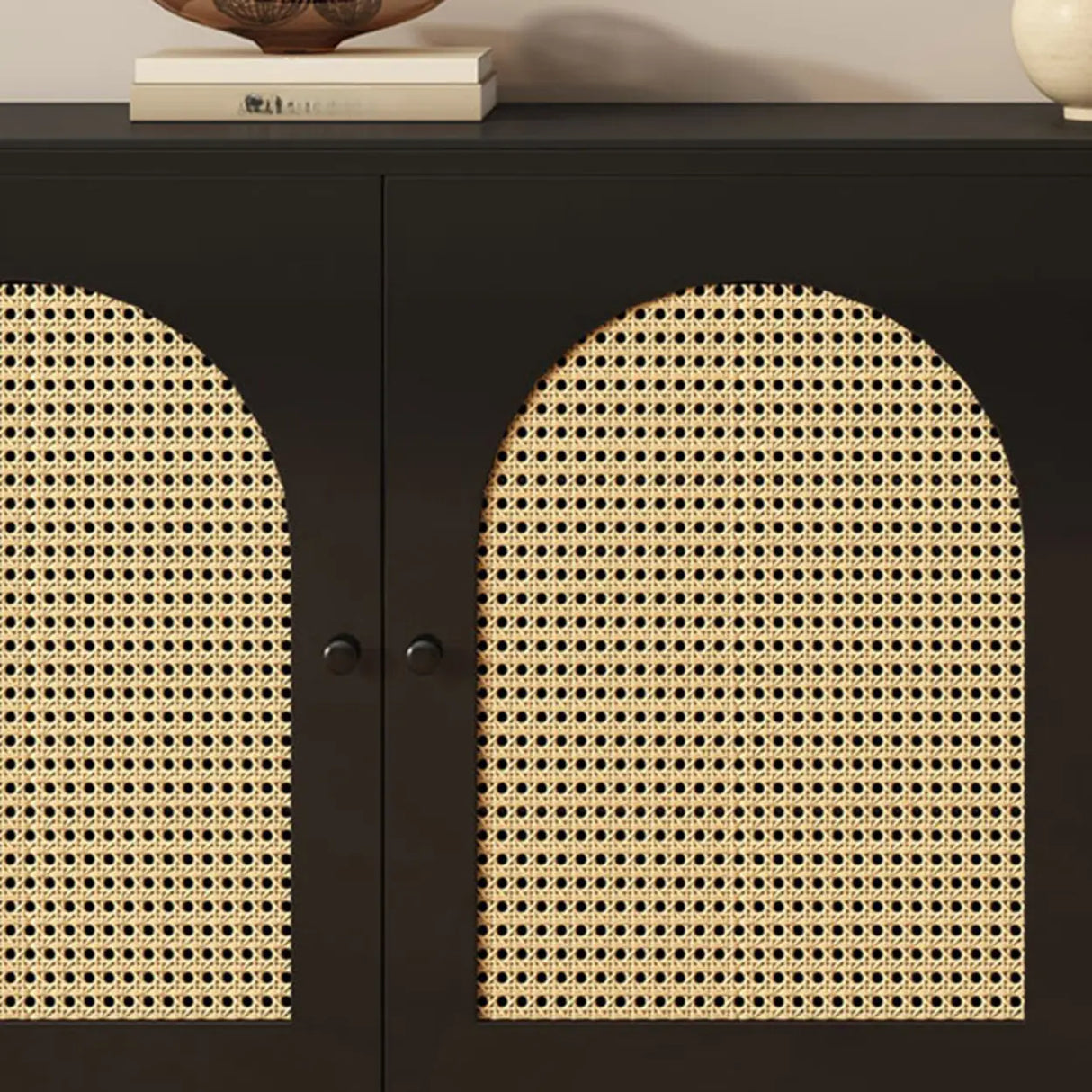 Rectangular Wood Black Medium Storage Floor Sideboard Image - 6