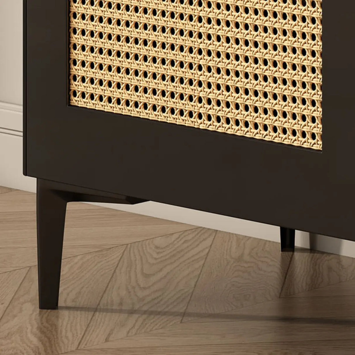 Rectangular Wood Black Medium Storage Floor Sideboard Image - 8