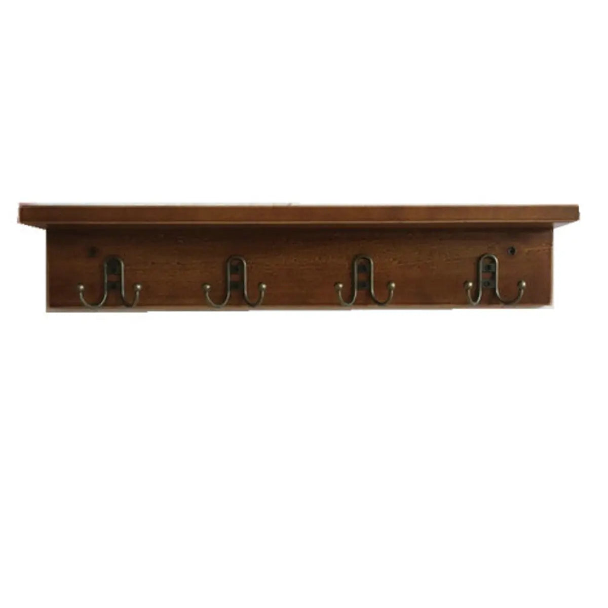Rectangular Wood Brown Floating Mount Hooks Coat Rack Image - 4