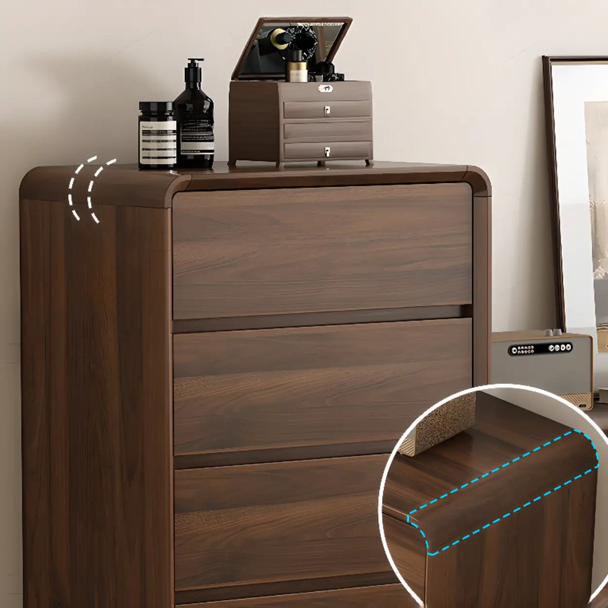 Rectangular Wood Brown Storage Dresser with Drawers Image - 12