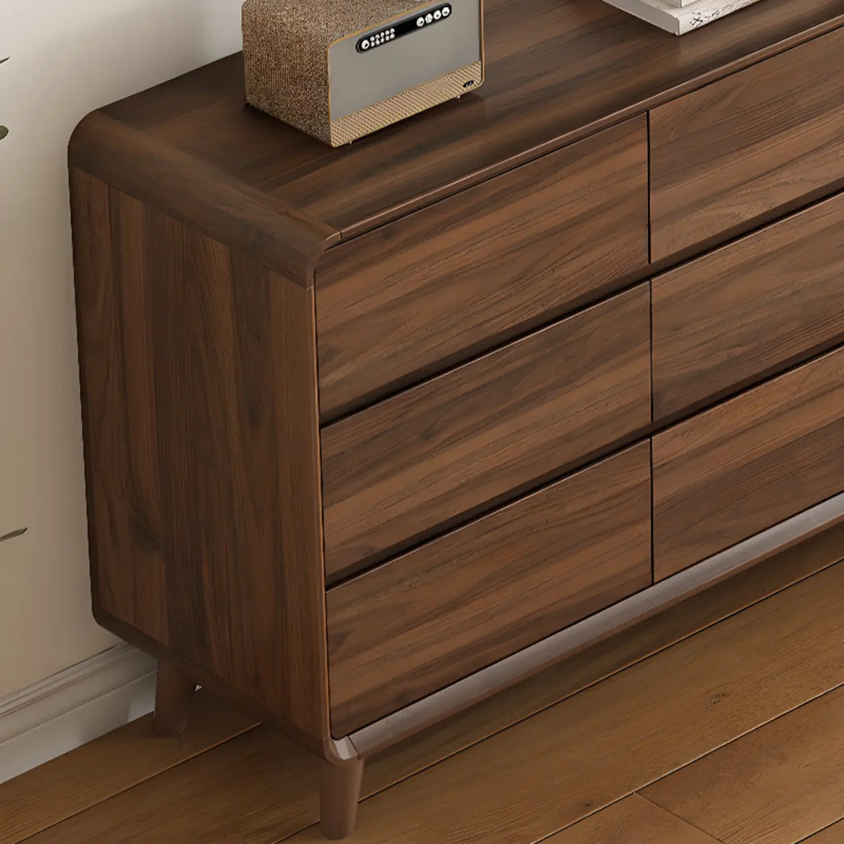 Rectangular Wood Brown Storage Dresser with Drawers Image - 13