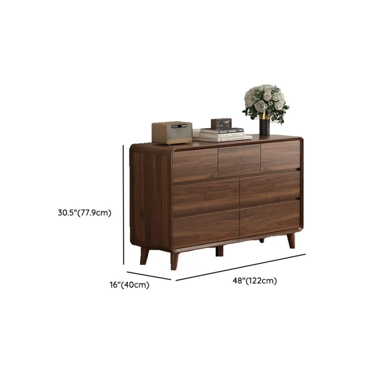 Rectangular Wood Brown Storage Dresser with Drawers Image - 18