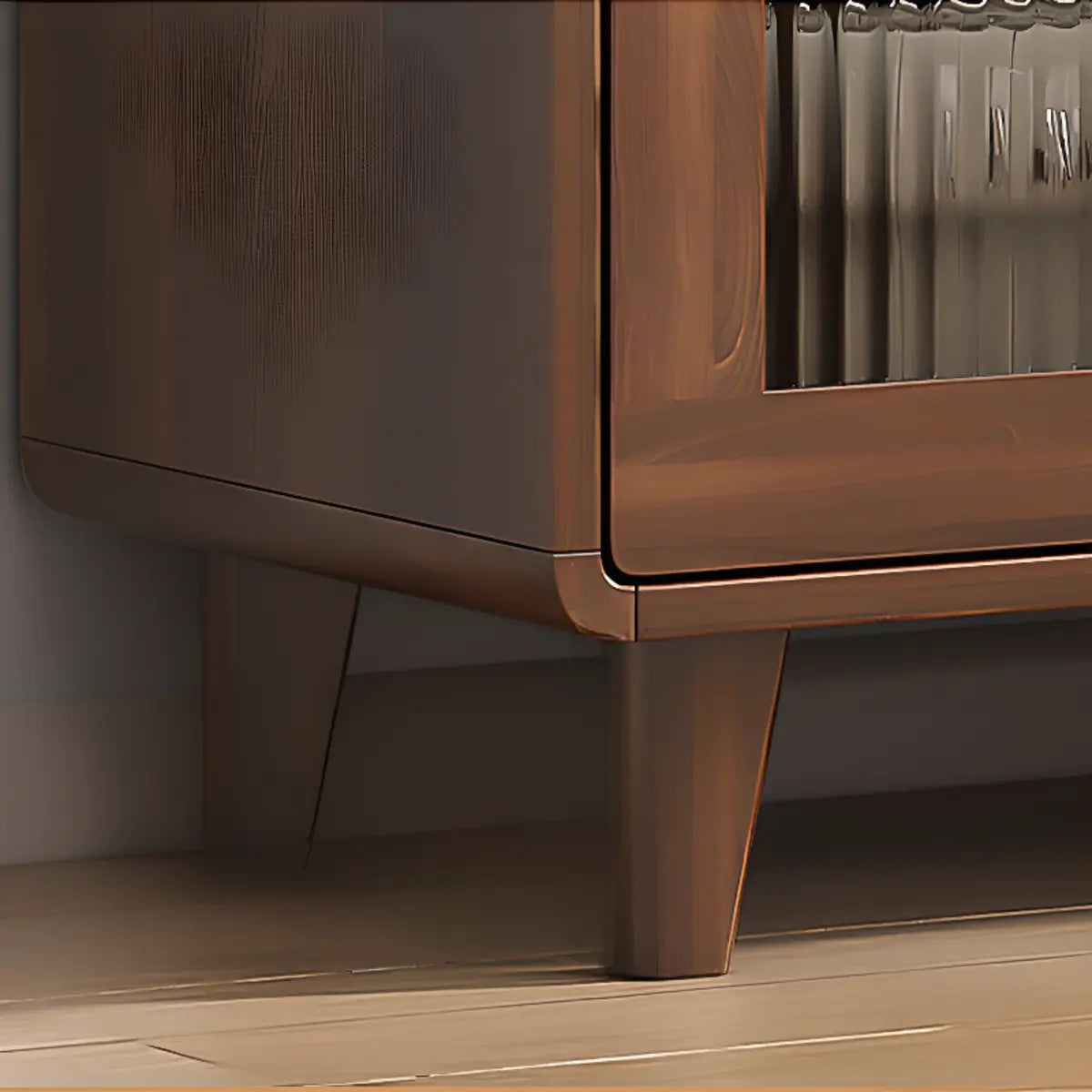 Rectangular Wood Kitchen Storage China Cabinet Nut-Brown Image - 12