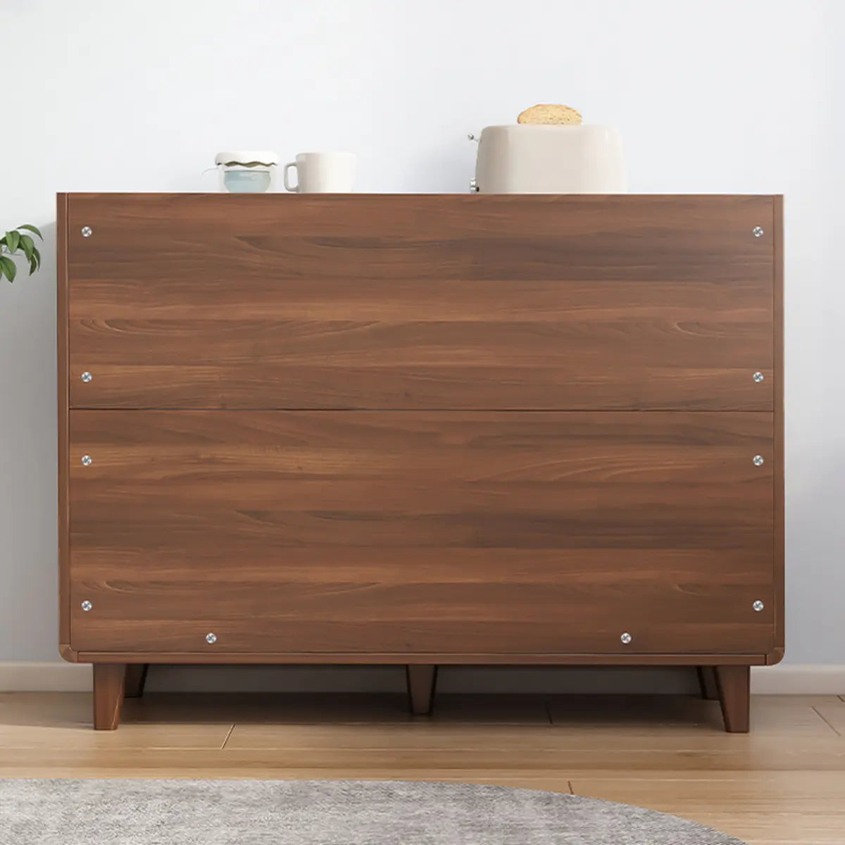 Rectangular Wood Kitchen Storage China Cabinet Nut-Brown Image - 15