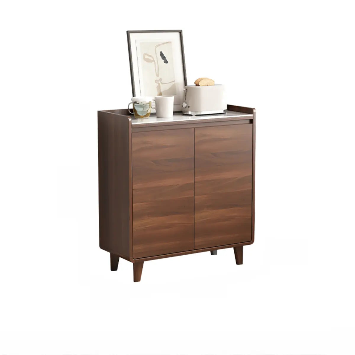 Rectangular Wood Kitchen Storage China Cabinet Nut-Brown Image - 23