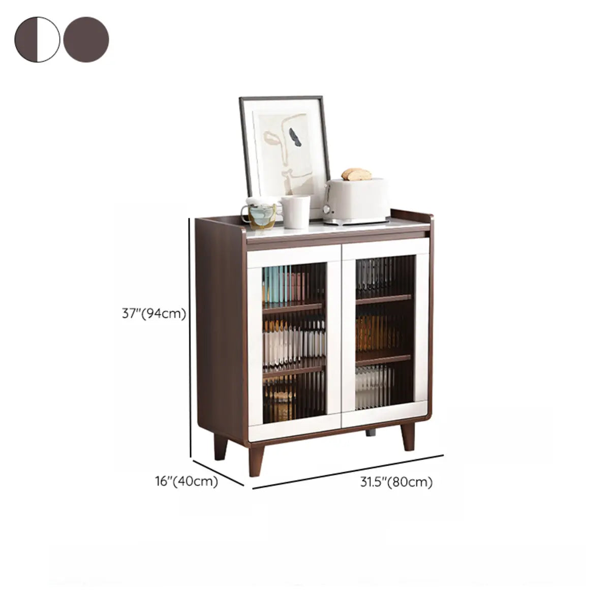 Rectangular Wood Kitchen Storage China Cabinet Nut-Brown