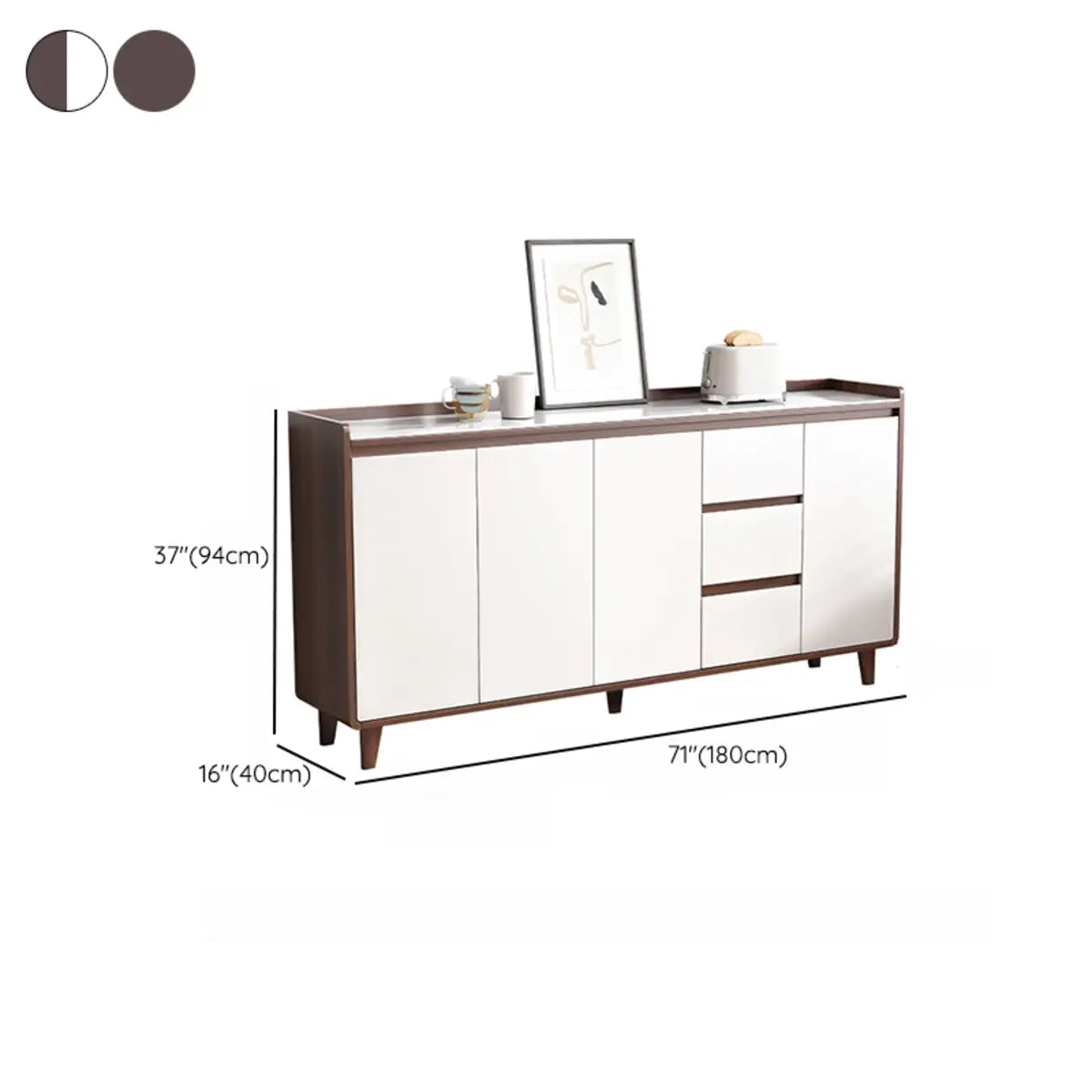 Rectangular Wood Kitchen Storage China Cabinet Nut-Brown Image - 40