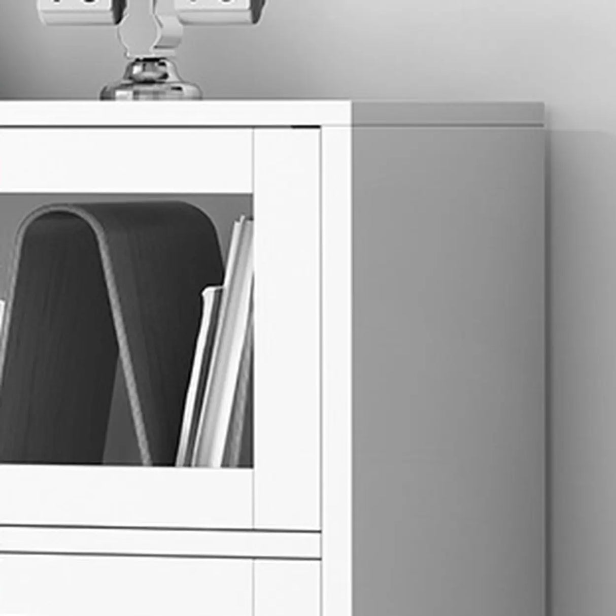 Rectangular Wood Living Room Display Cabinet White Image - 11