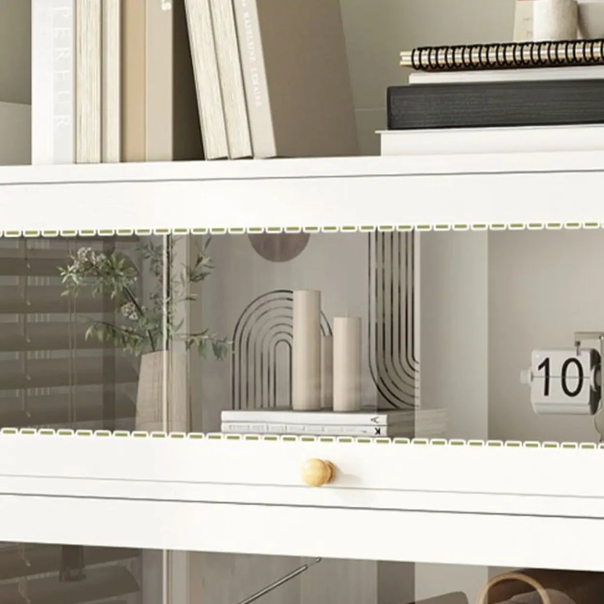 Rectangular Wood Living Room Display Cabinet White Image - 12