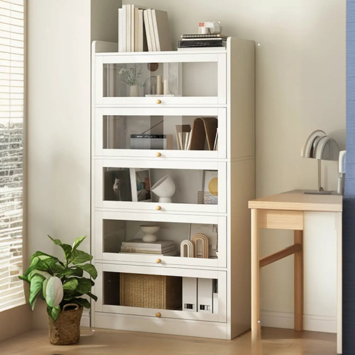 Rectangular Wood Living Room Display Cabinet White Image - 13