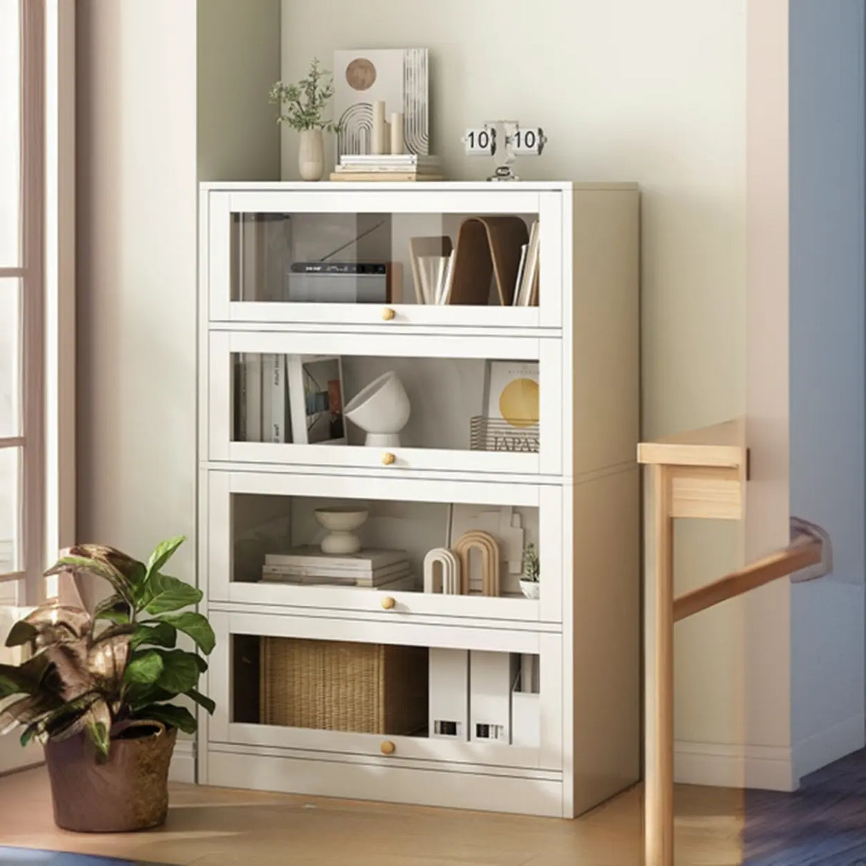 Rectangular Wood Living Room Display Cabinet White Image - 14