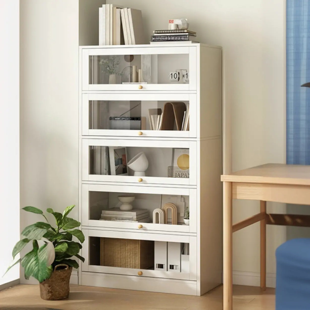 Rectangular Wood Living Room Display Cabinet White Image - 16