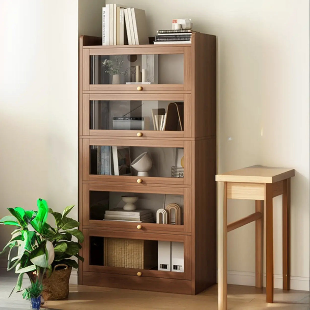 Rectangular Wood Living Room Display Cabinet White Image - 17