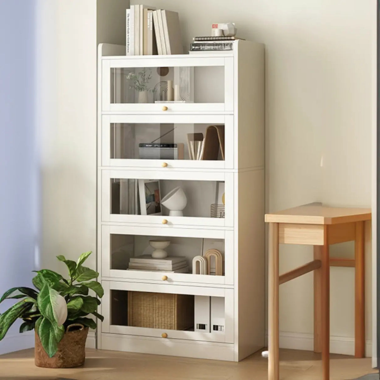 Rectangular Wood Living Room Display Cabinet White Image - 18