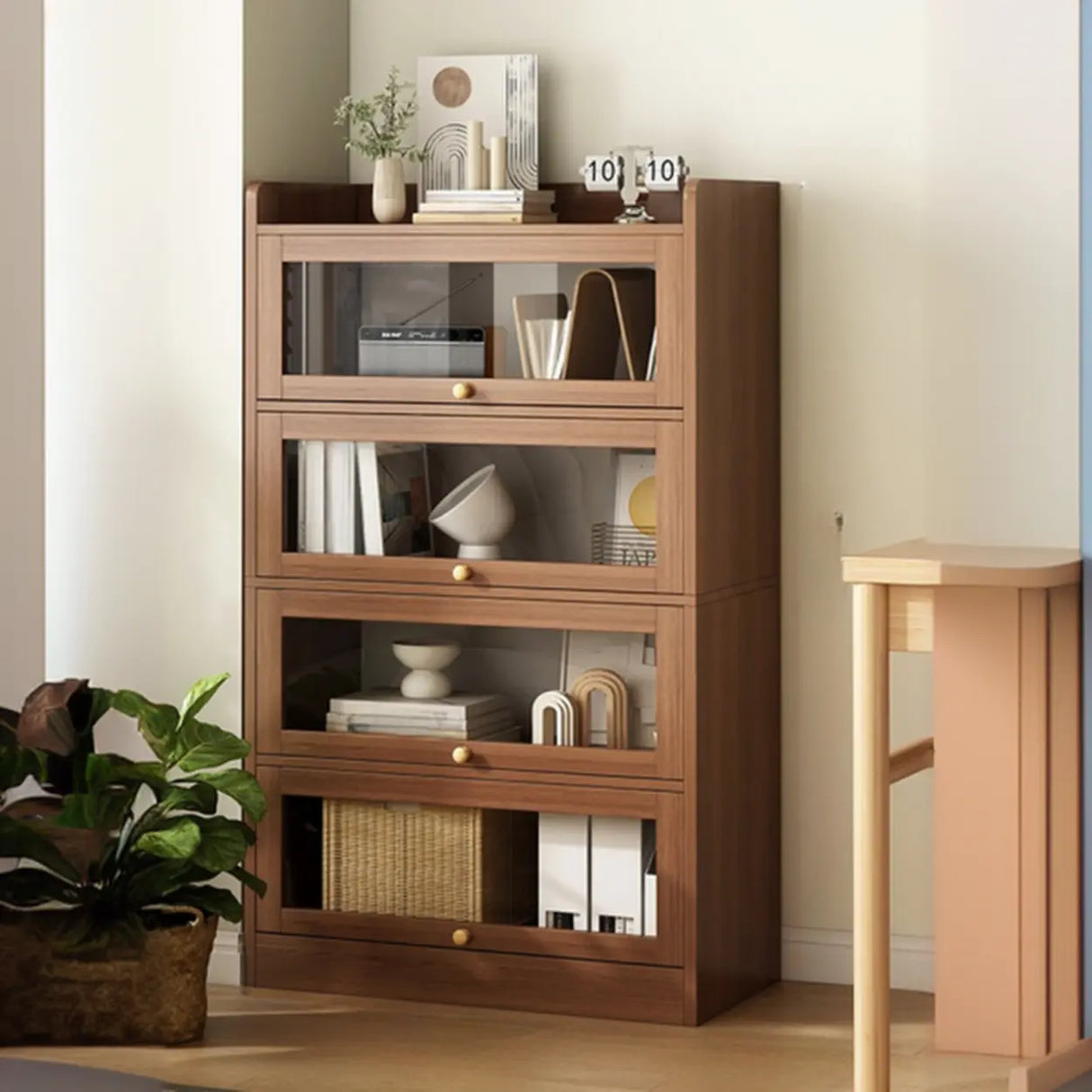 Rectangular Wood Living Room Display Cabinet White Image - 19