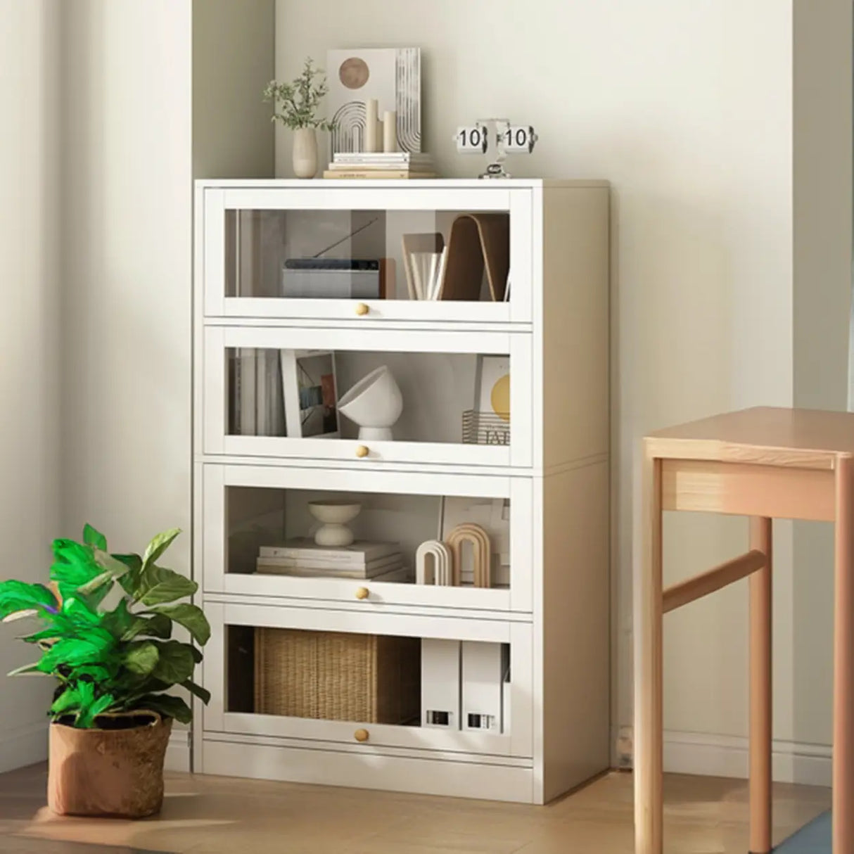 Rectangular Wood Living Room Display Cabinet White Image - 1