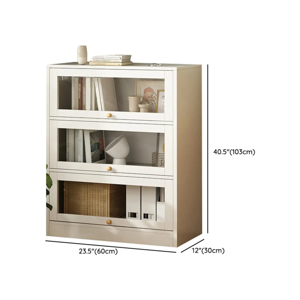 Rectangular Wood Living Room Display Cabinet White