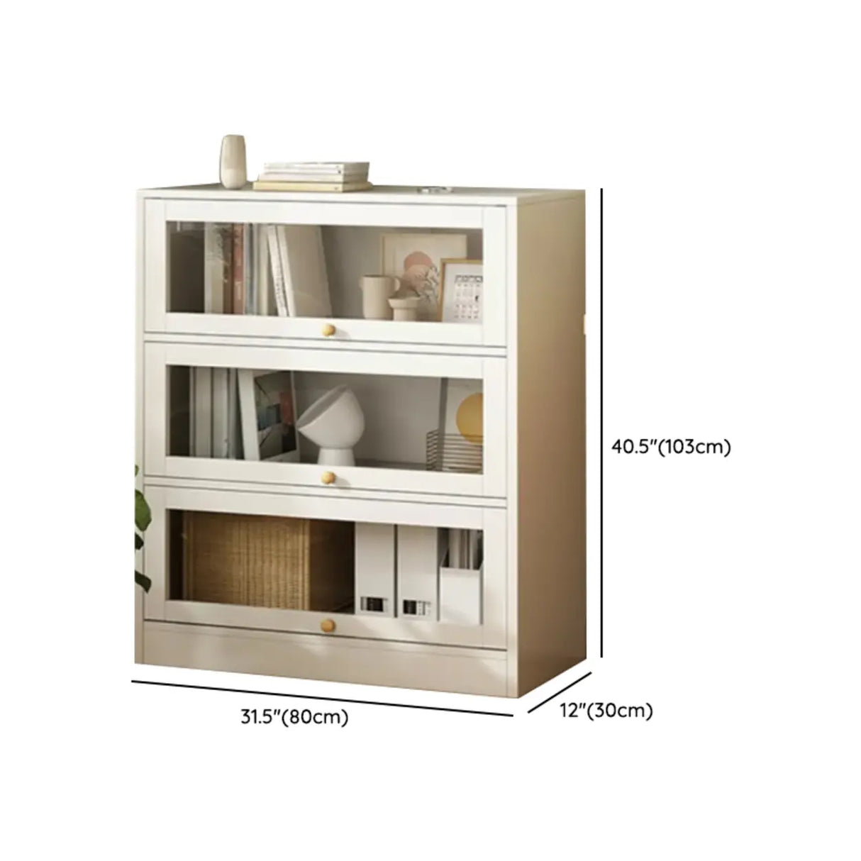 Rectangular Wood Living Room Display Cabinet White Image - 21
