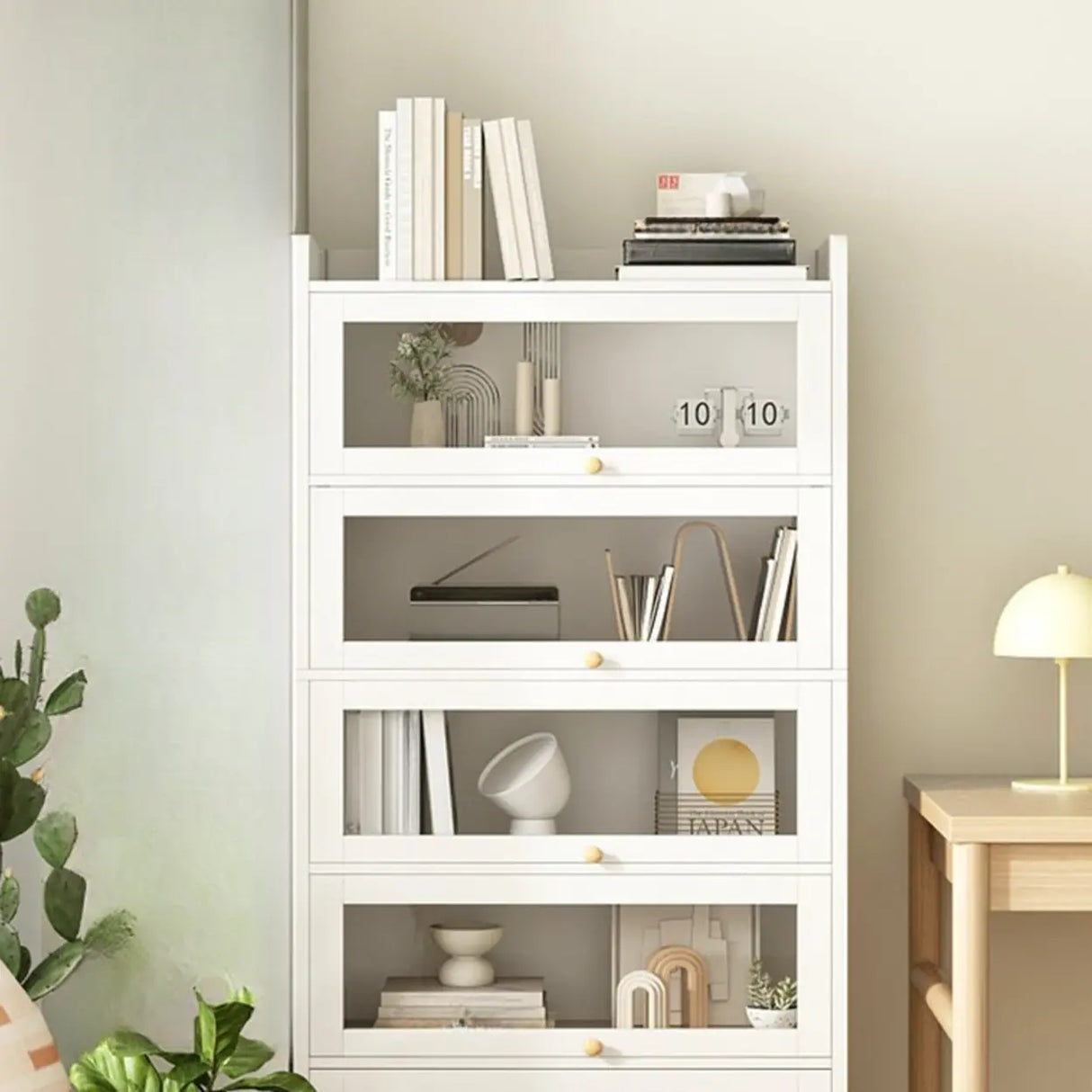 Rectangular Wood Living Room Display Cabinet White Image - 2