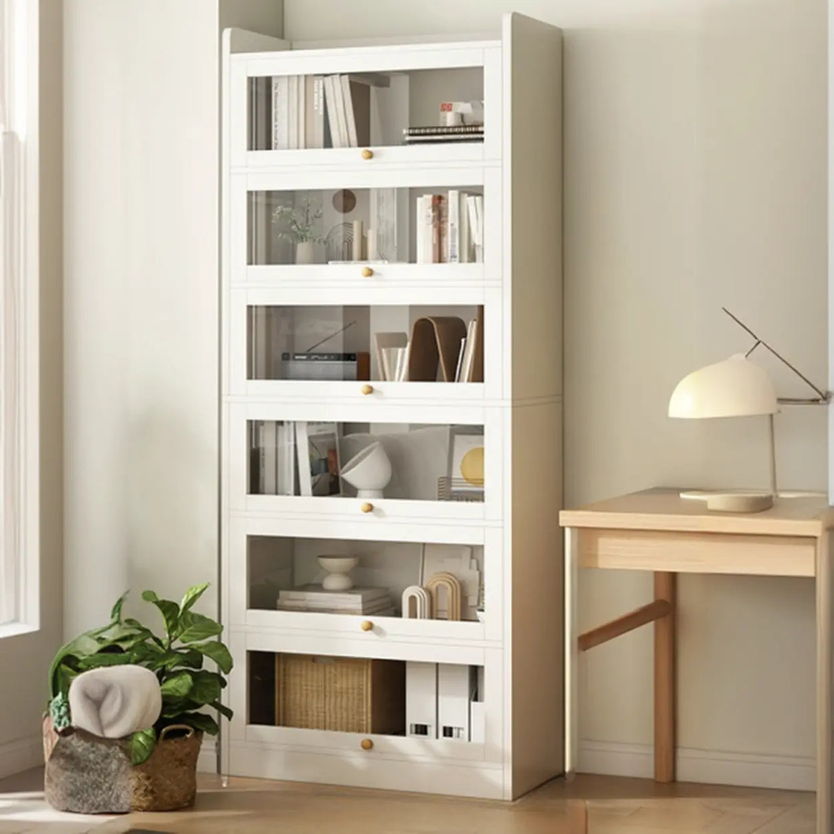 Rectangular Wood Living Room Display Cabinet White Image - 3