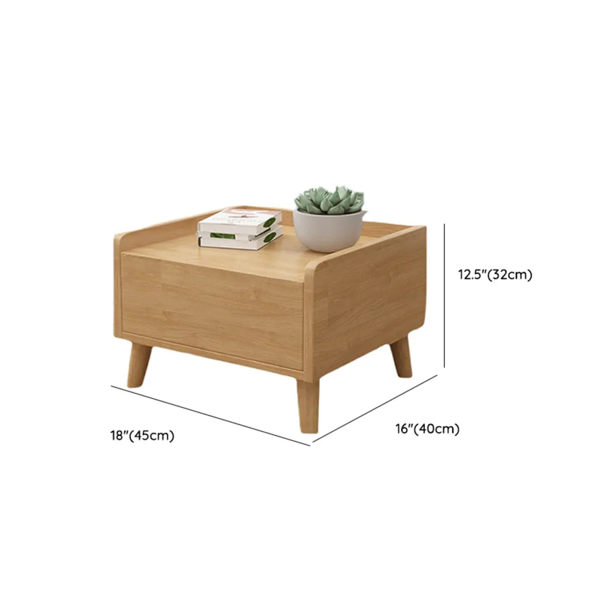 Rectangular Wood Natural 1-Drawer Storage Nightstand Image - 8