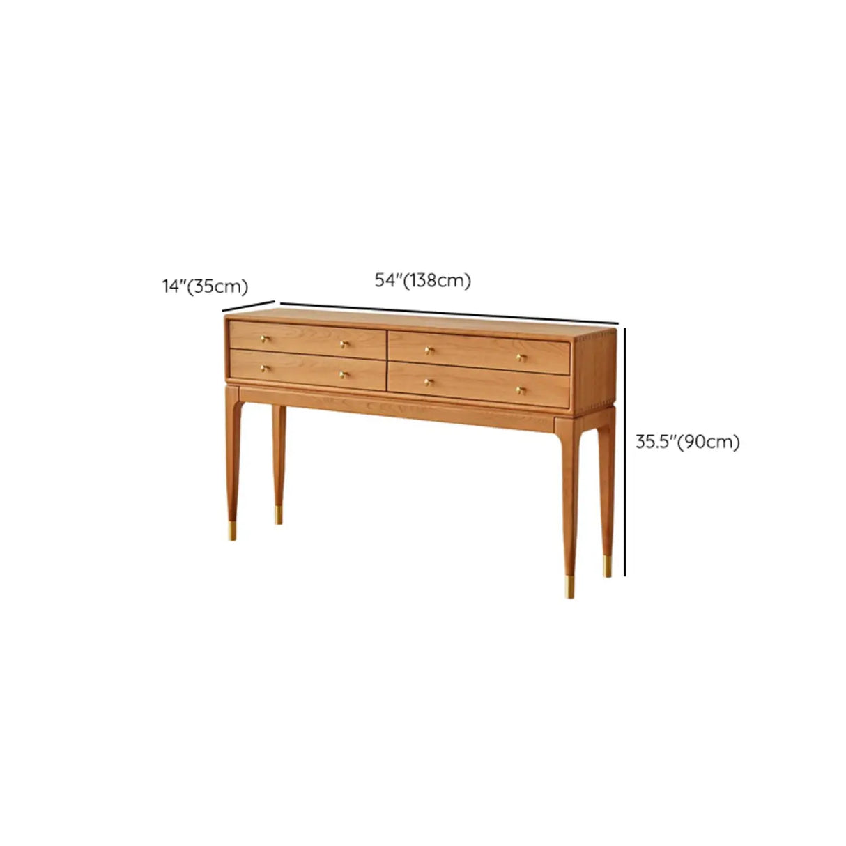 Rectangular Wood Storage Console Table with Drawers Image - 13