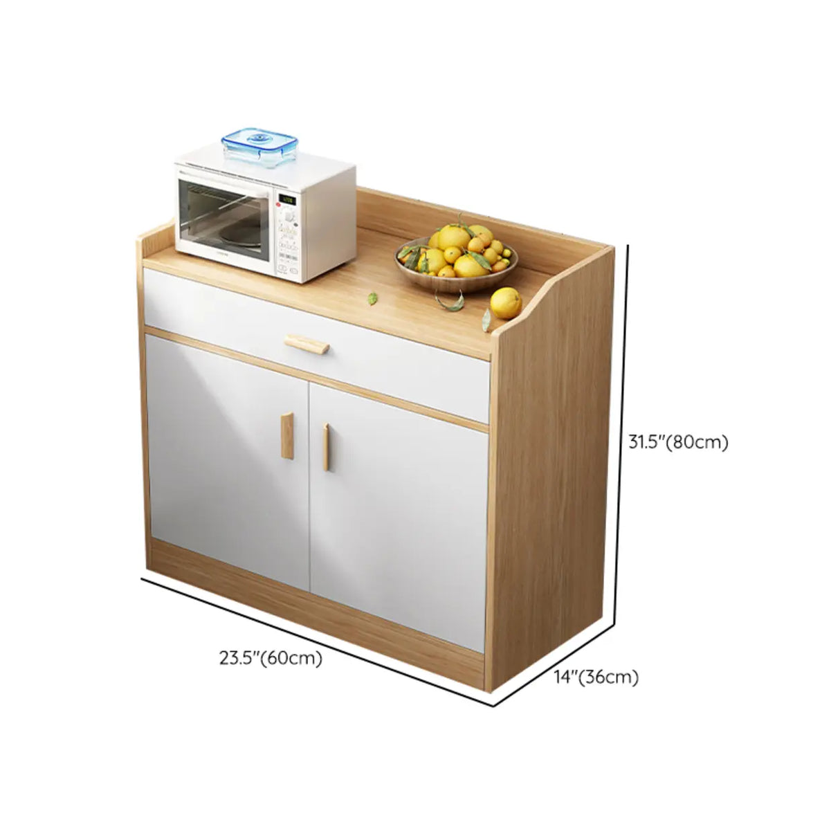 Rectangular Wood White Medium Storage Kitchen Sideboard Image - 29