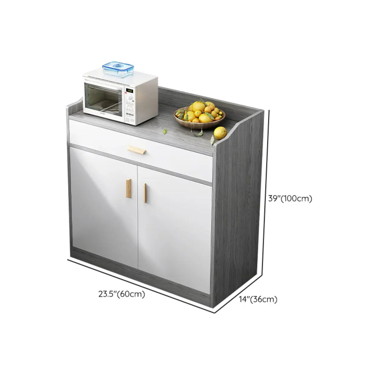 Rectangular Wood White Medium Storage Kitchen Sideboard Image - 31