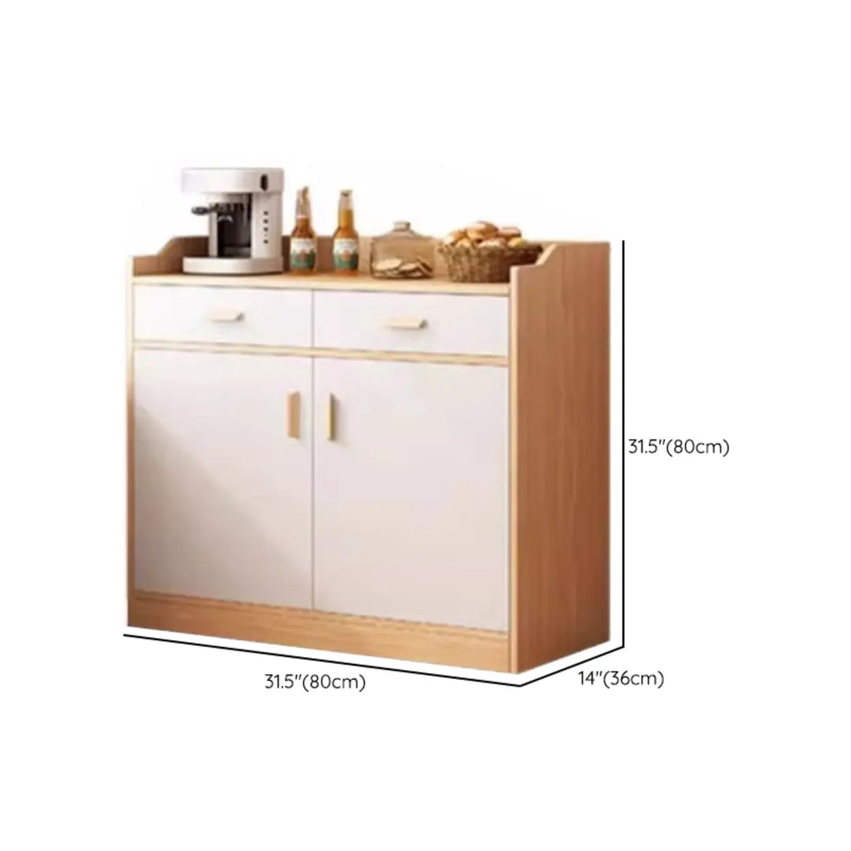 Rectangular Wood White Medium Storage Kitchen Sideboard Image - 32