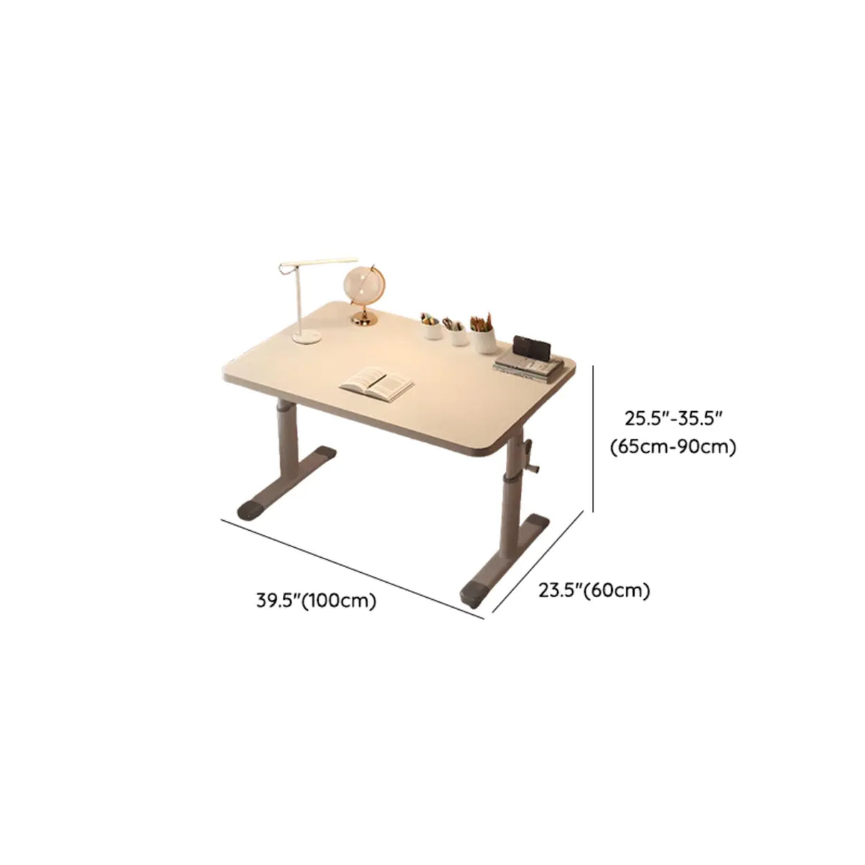 Rectangular Wood White Metal T-Shaped Kids Writing Desk Image - 11