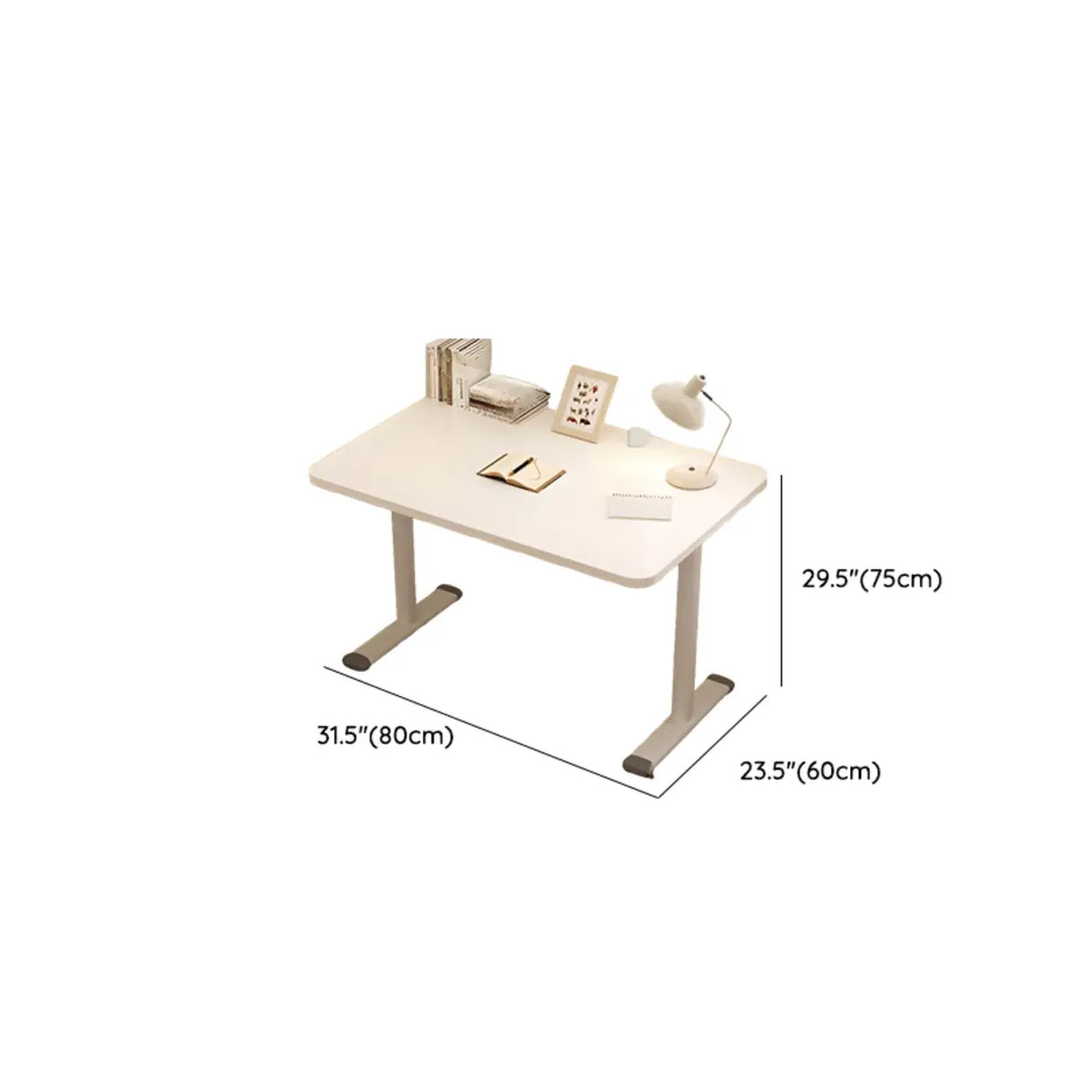 Rectangular Wood White Metal T-Shaped Kids Writing Desk Image - 15