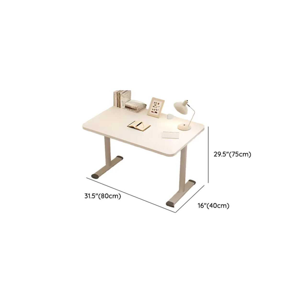 Rectangular Wood White Metal T-Shaped Kids Writing Desk Image - 16