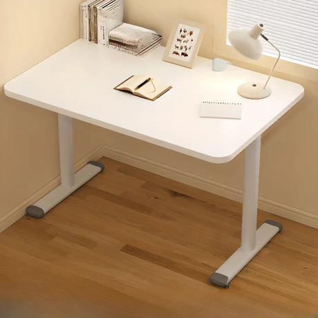 Rectangular Wood White Metal T-Shaped Kids Writing Desk Image - 2