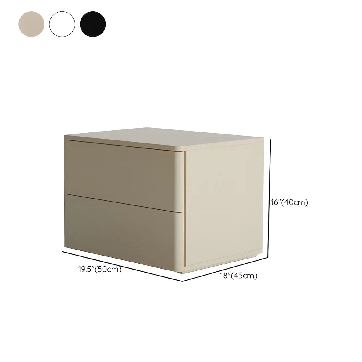 Rectangular Wood White Storage 2-Drawers Nightstand Image - 18